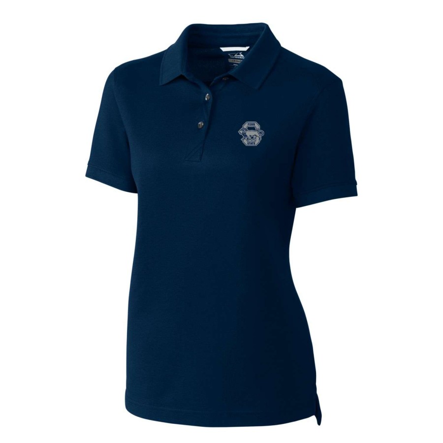 Women * | Good Quality Women'S Cutter & Buck Navy Penn State Nittany Lions Advantage Tri-Blend Pique Polo