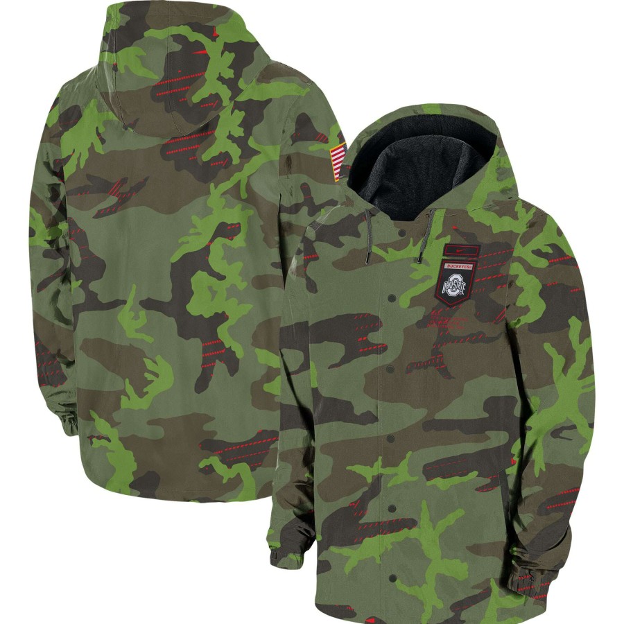 Men * | Tendy Style Men'S Nike Camo Ohio State Buckeyes Hoodie Full-Snap Jacket