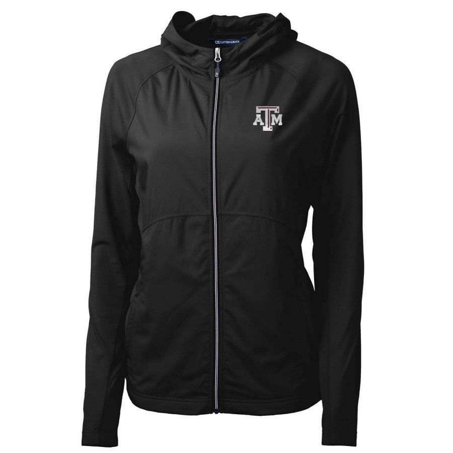 Women * | Reliable Quality Women'S Cutter & Buck Black Texas A&M Aggies Adapt Eco Knit Full-Zip Jacket