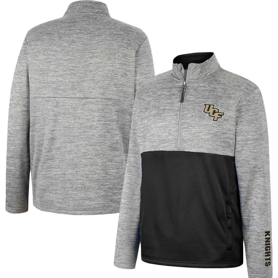 Men * | Clearance Sale Men'S Colosseum Gray Ucf Knights John Half-Zip Jacket