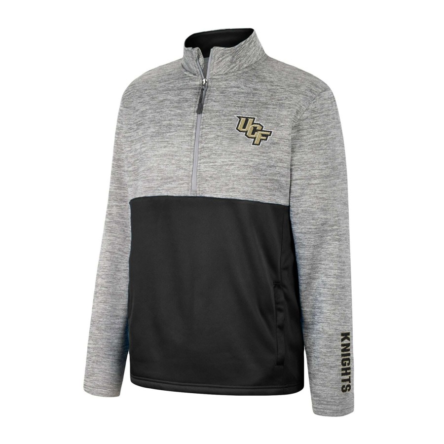 Men * | Clearance Sale Men'S Colosseum Gray Ucf Knights John Half-Zip Jacket