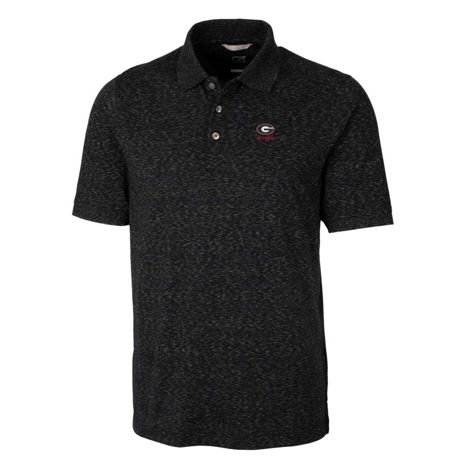 Men * | Reliable Quality Men'S Cutter & Buck Black Georgia Bulldogs Alumni Logo Advantage Space Dye Tri-Blend Drytec Polo