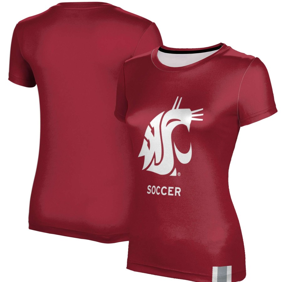 Women * | Online Discount Women'S Crimson Washington State Cougars Soccer T-Shirt